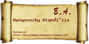 Benyovszky Atanázia névjegykártya